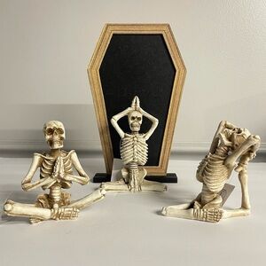 Skeleton figurine 3 pack yoga poses Halloween decor uo holiday